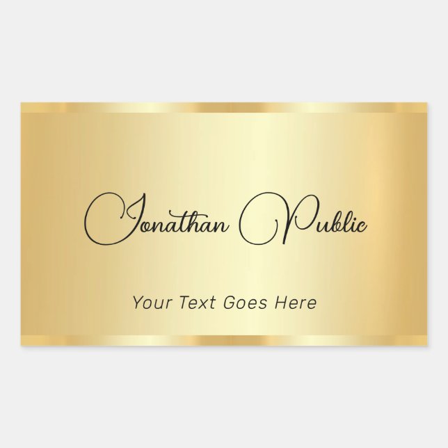 Sticker Rectangulaire Elégant Gold Look Script Modèle Typographie (Devant)
