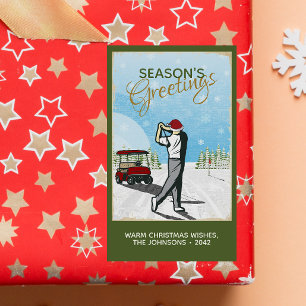 Sticker Rectangulaire Elégant Golf Inspiré Vintage Noël