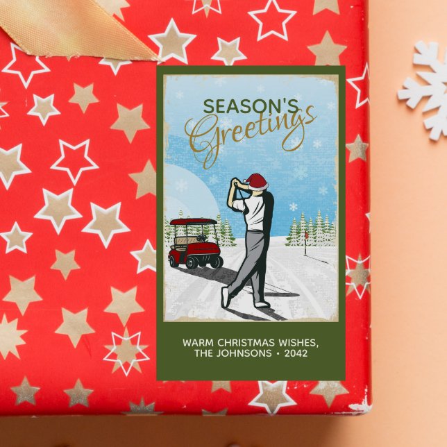 Sticker Rectangulaire Elégant Golf Inspiré Vintage Noël (Créateur téléchargé)