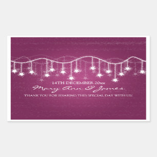 Sticker Rectangulaire Elégant Mariage Favor Tag Shimmering Stars Berry