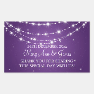 Sticker Rectangulaire Elégant Mariage Favor Tag Sparkling Chain Purple