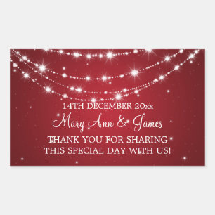 Sticker Rectangulaire Elégant Mariage Favor Tag Sparkling Chain Rouge