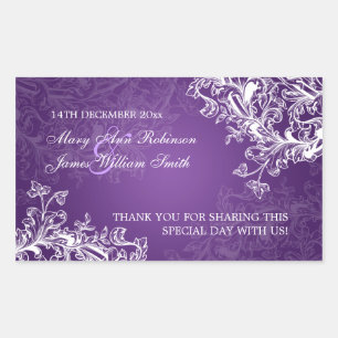 Sticker Rectangulaire Elégant Mariage Favor Tag Vintage Fils violet