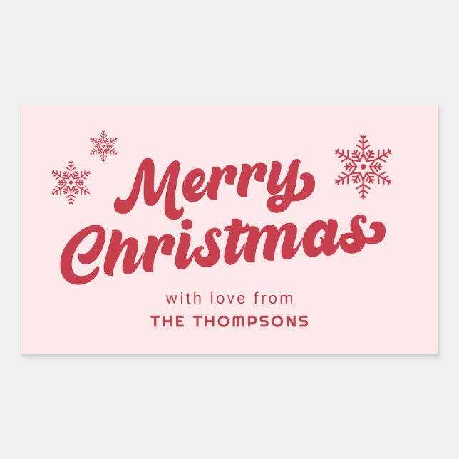 Sticker Rectangulaire Élégant minimal moderne Boho rose Joyeux Noël (Devant)