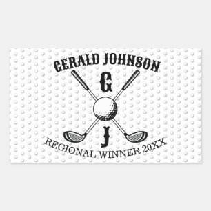 Sticker Rectangulaire Élégant Minimaliste Golf Monogr...