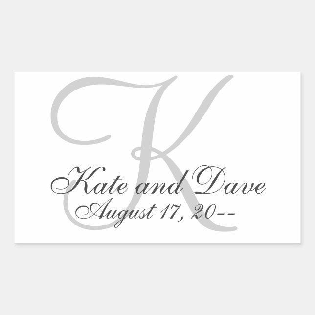 Sticker Rectangulaire Elégant Monogramme mariage Faveur (Devant)