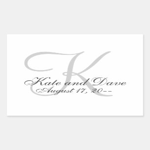 Sticker Rectangulaire Elégant Monogramme mariage Faveur