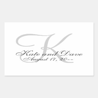 Sticker Rectangulaire Elégant Monogramme mariage Faveur