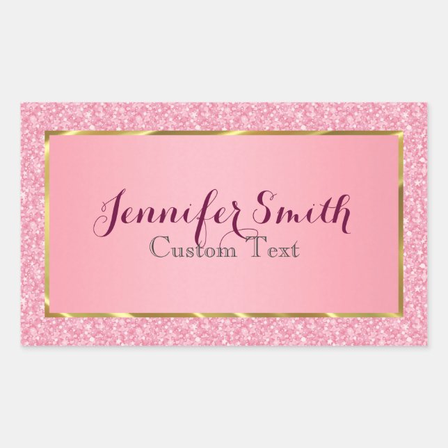 Sticker Rectangulaire Élégant Motif de Parties scintillant rose (Devant)