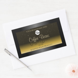 Sticker Rectangulaire Élégant Noir Brown Beige Ombre Produit Logo Étique