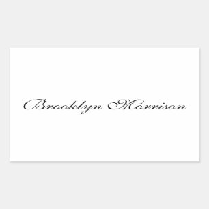 Sticker Rectangulaire Élégant noir nom de script personnalisé texte mono