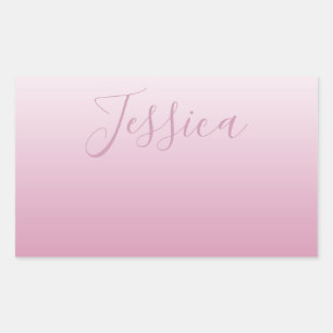 Sticker Rectangulaire Élégant script et rose modifiable (n'importe quell