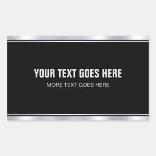 Sticker Rectangulaire Élégant Texte Noir Et Argent Ajoutez Votre Nom Mod