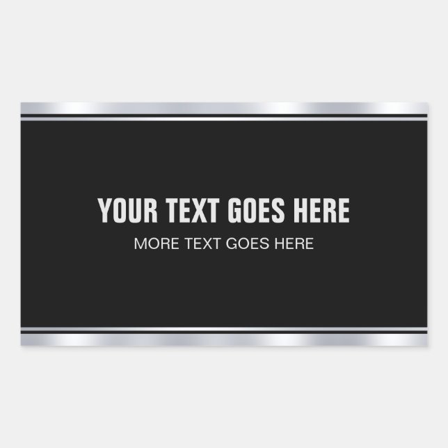Sticker Rectangulaire Élégant Texte Noir Et Argent Ajoutez Votre Nom Mod (Devant)