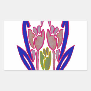 Sticker Rectangulaire Elégante aquarelle Rose Imprimer