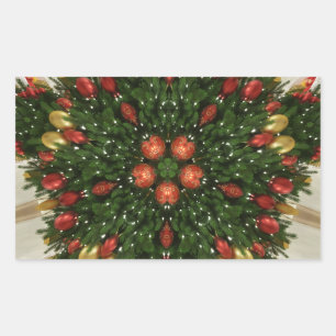Sticker Rectangulaire Élégante couronne de Noël Rouge Vert Kaleidoscopiq