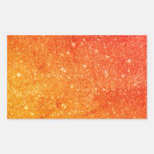Sticker Rectangulaire Elégante Parties scintillant orange