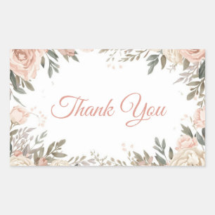 Sticker Rectangulaire Élégantes Roses de Jardin à l'Aquarelle Florales R