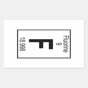 Sticker Rectangulaire Élément 009 - F - Fluorine (complet)