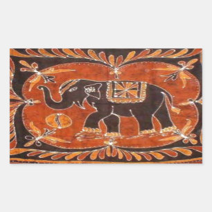 Sticker Rectangulaire Elephant Batik