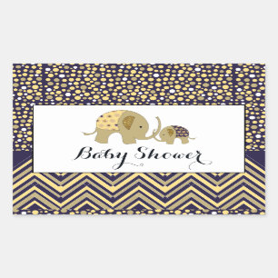 Sticker Rectangulaire Eléphant de Bohême et Baby shower Chevron