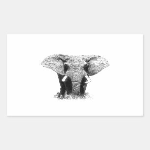 Sticker Rectangulaire Eléphant noir et blanc