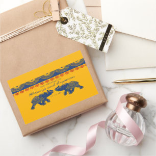 Sticker Rectangulaire Eléphants à thème indiens en Mariage bleu royal