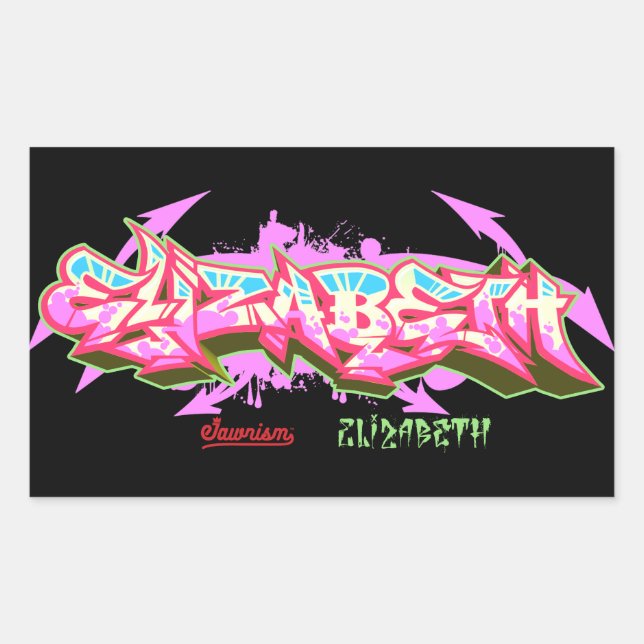 Sticker Rectangulaire Elizabeth nommé dans le (Devant)