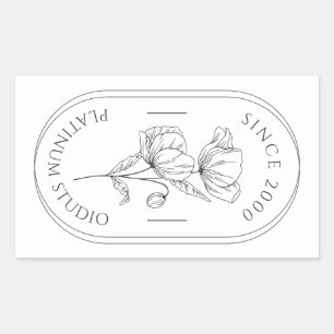 Sticker Rectangulaire Emballage floral minimaliste pour petites entrepri