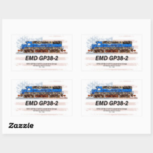 Sticker Rectangulaire EMD GP38-2 Locomotive diesel et drapeau américain