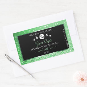 Sticker Rectangulaire Emerald Green Parties scintillant Black Product Ét