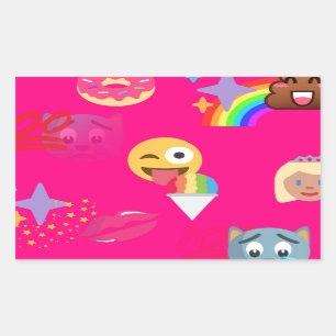 Sticker Rectangulaire émoticône rose chaud