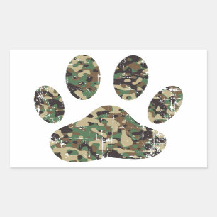 Sticker Rectangulaire Empreinte de patte de chien Camo en détresse