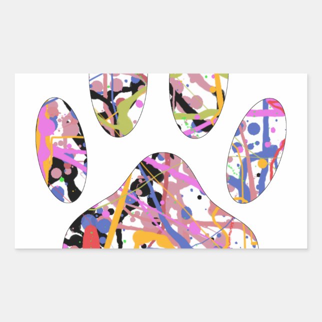 Sticker Rectangulaire Empreinte de patte de chien de peinture (Devant)