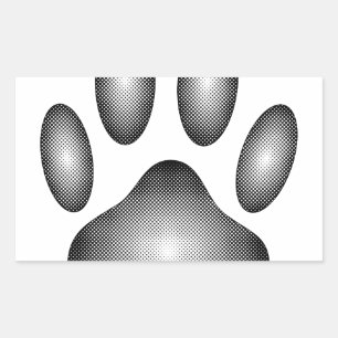 Sticker Rectangulaire Empreinte de patte de chien en dégradé noir et bla