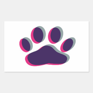 Sticker Rectangulaire Empreinte de patte de chien hors de l'attention