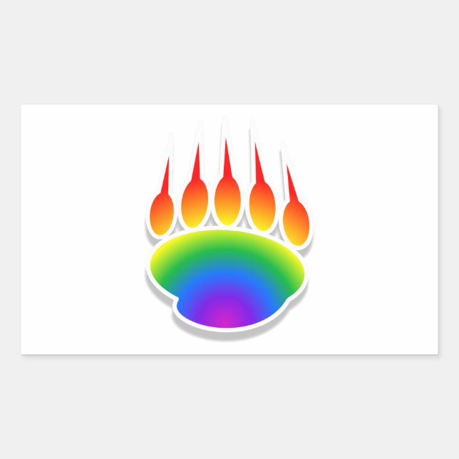 Sticker Rectangulaire Empreinte de patte de l'ours arc-en-ciel (Devant)