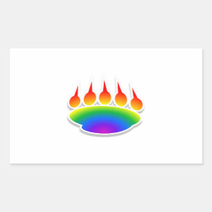 Sticker Rectangulaire Empreinte de patte de l'ours arc-en-ciel