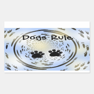 Sticker Rectangulaire Empreintes de pattes illuminées Les chiens règnent