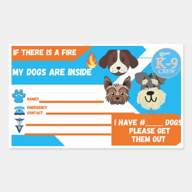 Sticker Rectangulaire "En Coque De Feu. . . Chiens à l'intérieur" Feuill (Devant)