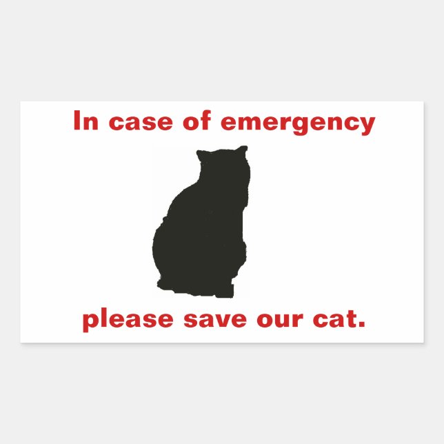 Sticker Rectangulaire En coque d'urgence sauvez notre chat (Devant)