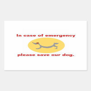 Sticker Rectangulaire En coque d'urgence sauvez notre chien