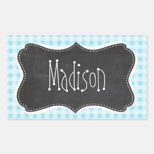 Sticker Rectangulaire En vichy Blizzard Bleu ; apparence Vintage du tabl