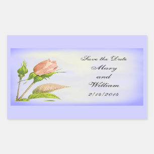 Sticker Rectangulaire Enregistrer la date Botanical Rose Rosebud