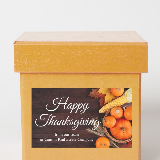 Sticker Rectangulaire Entreprise personnalisée Joyeux Thanksgiving citro (Créateur téléchargé)