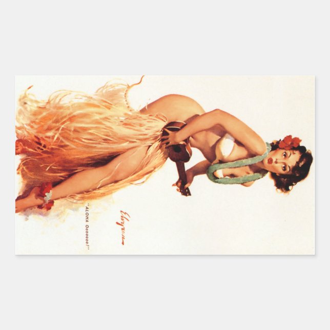 Sticker Rectangulaire Épineuse hawaïenne vers le haut (Devant)