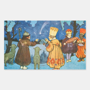 Sticker Rectangulaire Epiphany Three Kings from the East by Zdenek Guth