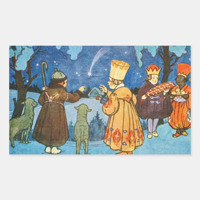 Sticker Rectangulaire Epiphany Three Kings from the East by Zdenek Guth (Devant)