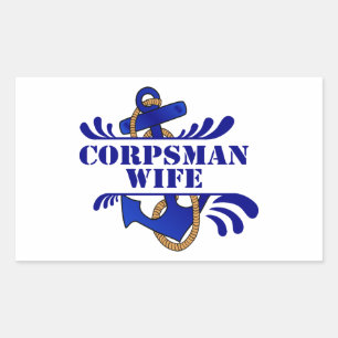 Sticker Rectangulaire Épouse du Corpsman, Ancres à distance !
