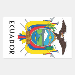 Sticker Rectangulaire Equateur - symbole/blason/drapeau/couleurs/emblème